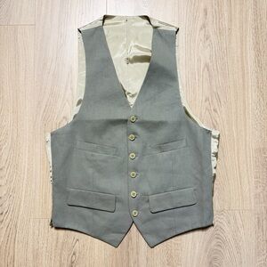 Vintage Giorgio Armani Waist Coat Womens Medium Sage Green Gray 90s Italy